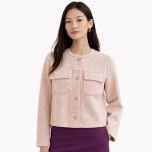 Zara Light Pink Cropped Blazer with Gold Buttons XS